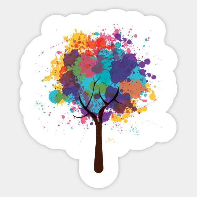 abstract colorful tree life Sticker by Midoart